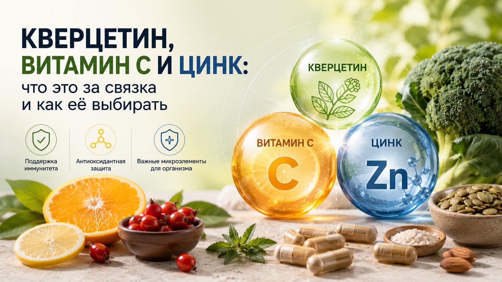 Кверцетин, витамин C и цинк