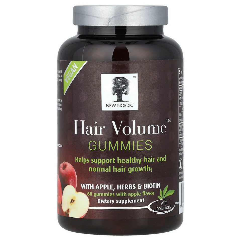 Биотин New Nordic Hair Volume™ Gummies with Apple Herbs &, 60 жевательных пастилок