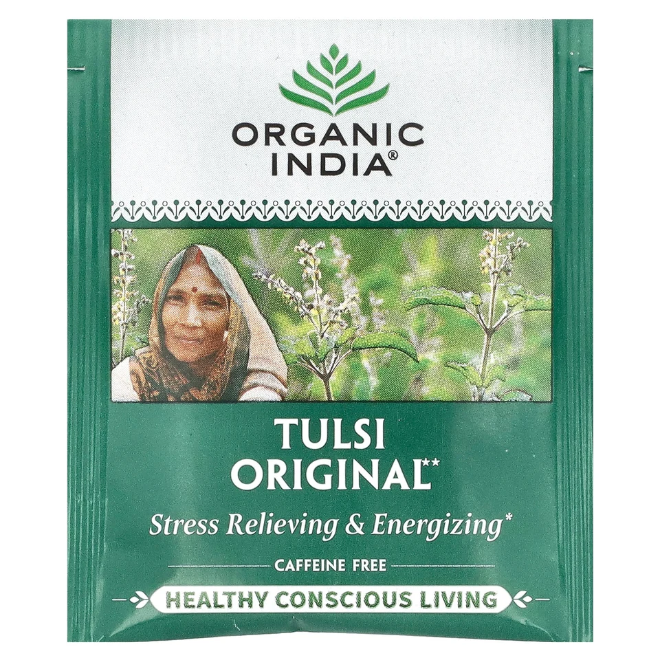 Чай Organic India Tulsi Original, без кофеина, 18 чайных пакетиков, 32.4 г