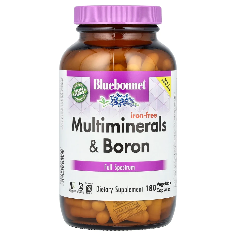 Минеральный комплекс Bluebonnet Nutrition Multiminerals & Boron, без железа, 180 растительных капсул