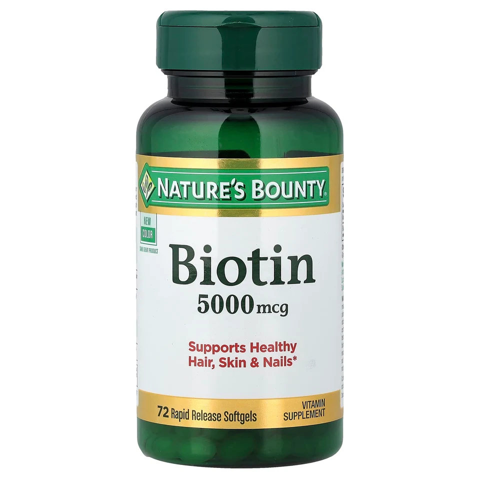Биотин Nature's Bounty 72 Rapid Release, 5000 мкг, мягкие капсулы