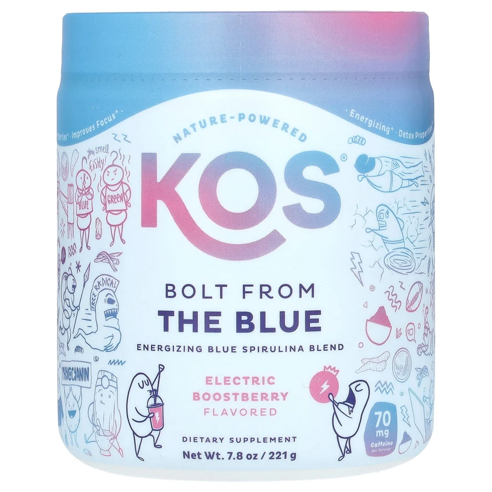 Спирулина KOS Bolt From The Blue Energizing Blue Blend, Electric Boostberry, 221 г