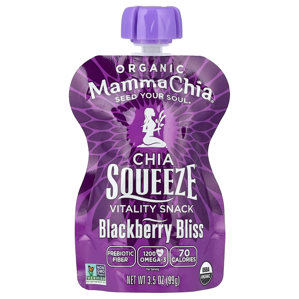 Снек Mamma Chia Organic Chia Squeeze® Vitality Blackberry Bliss 8 Squeezes, 99 г