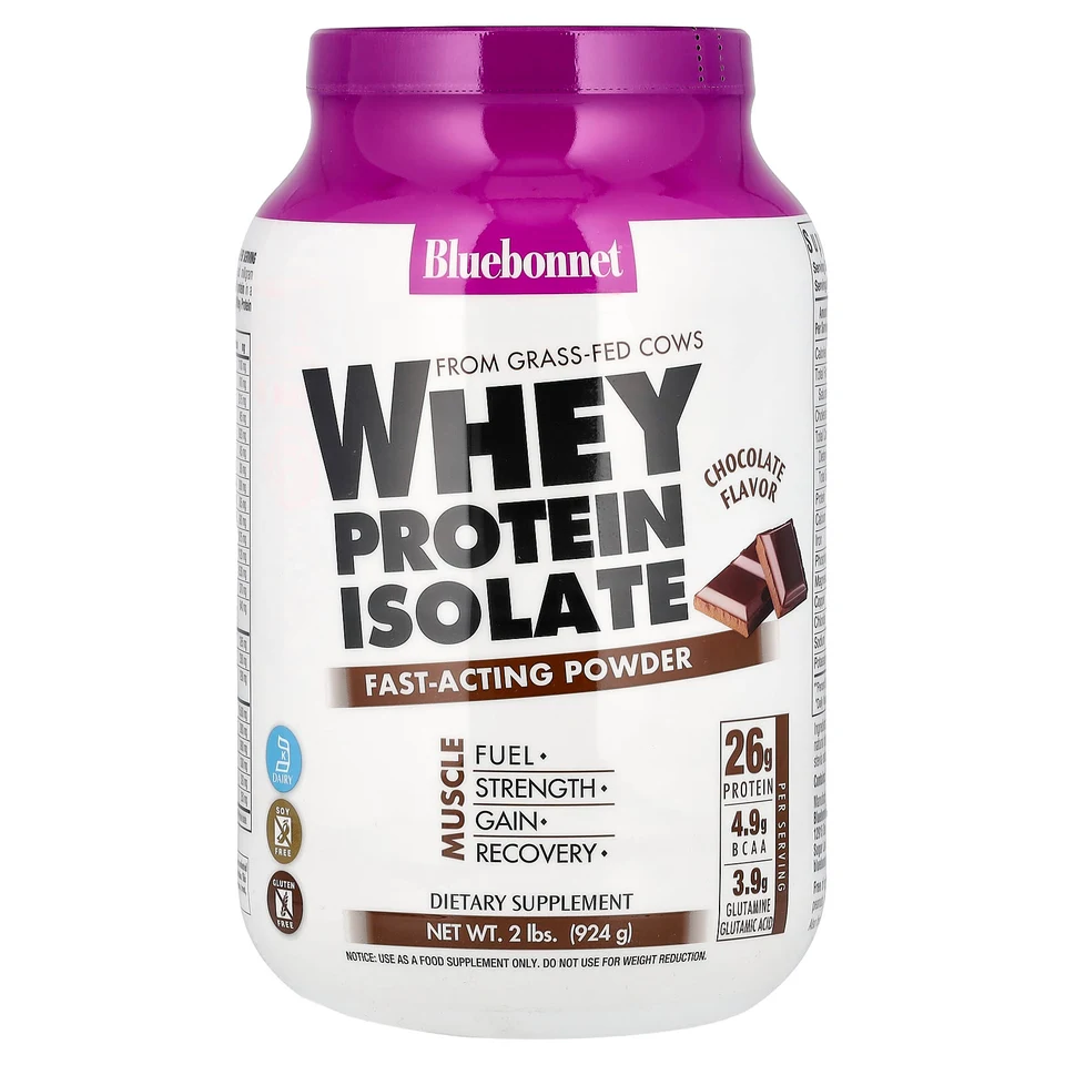 Сывороточный протеин Bluebonnet Nutrition Isolate, вкус «шоколад», 924 г