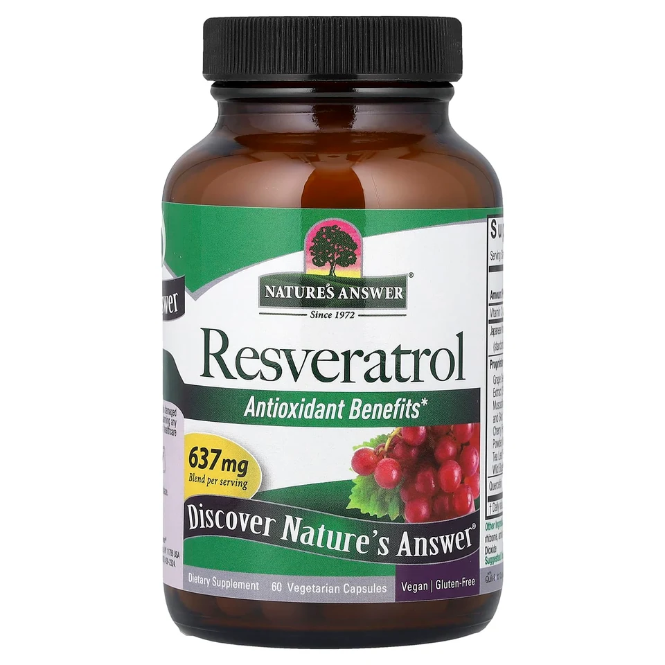 Ресвератрол Nature's Answer, 60 растительных капсул