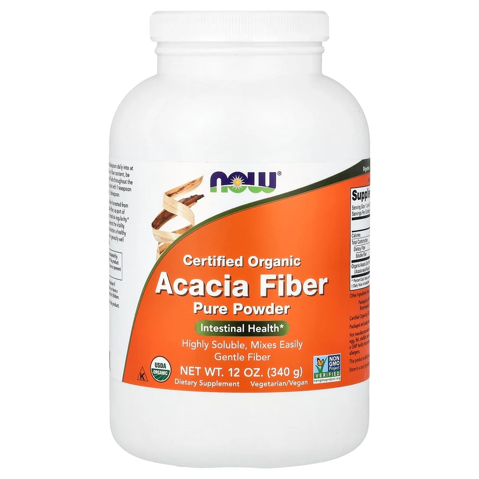 Порошок NOW Foods Certified Organic Acacia Fiber Pure, 340 г