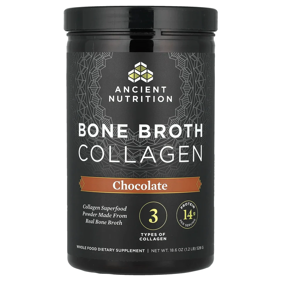 Шоколад Ancient Nutrition Bone Broth Collagen, вкус «шоколад», 528 г, 1.