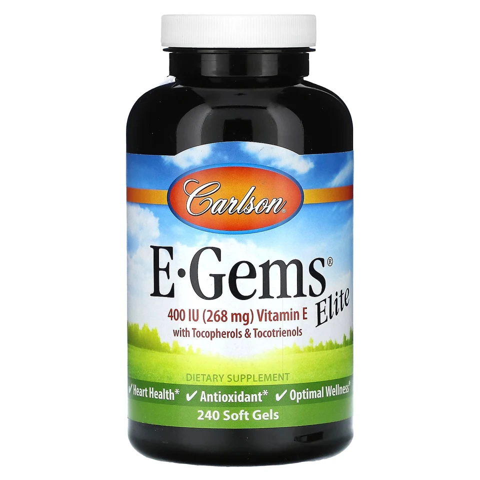 Витамин E Carlson E-Gems Elite with Tocopherols & Tocotrienols, 400 МЕ, 268 мг, 240 мягких капсул