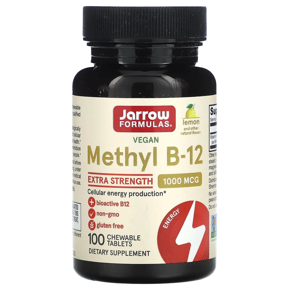Метил B12 Jarrow Formulas Methyl, вкус «лимон», 1000 мкг, 100 жевательных таблеток