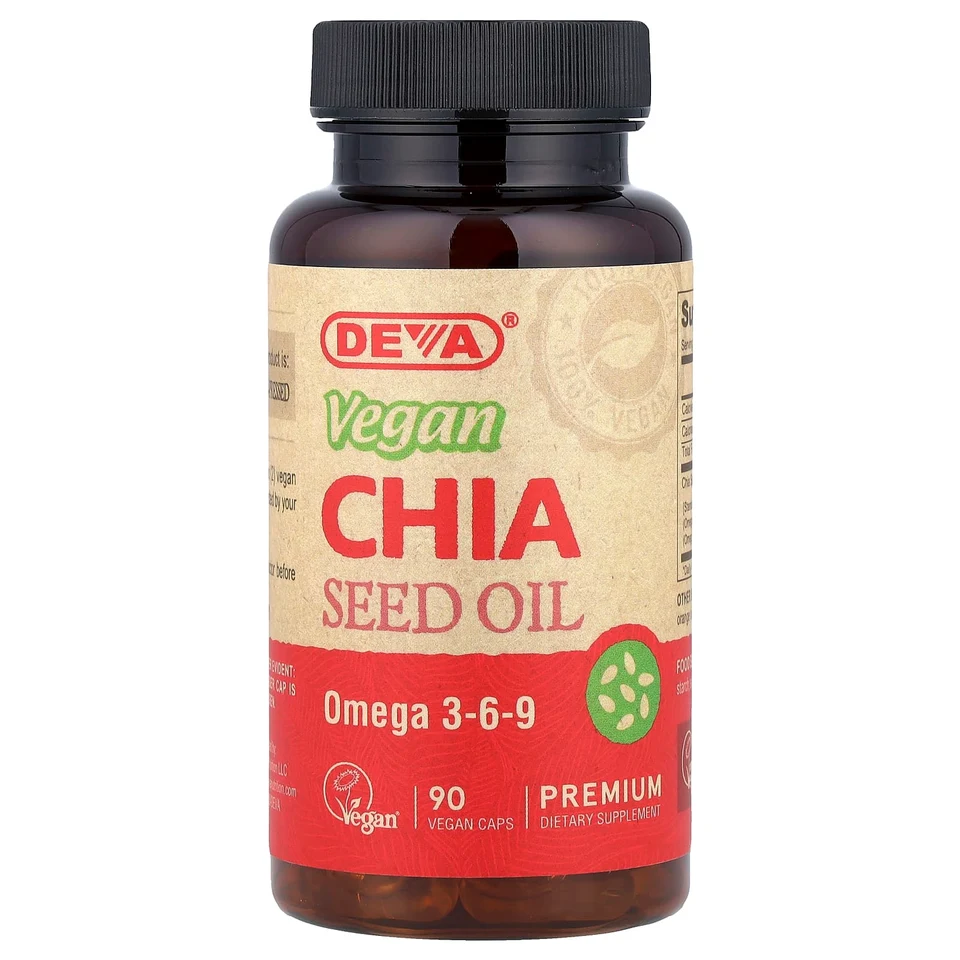 Масло Deva Premium Vegan Chia Seed, 500 мг, капсулы
