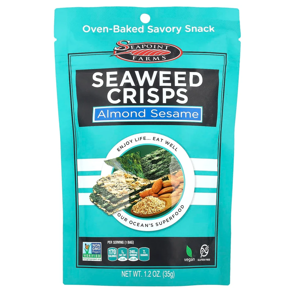 Снеки из водорослей Seapoint Farms, миндаль и кунжут, 35 г