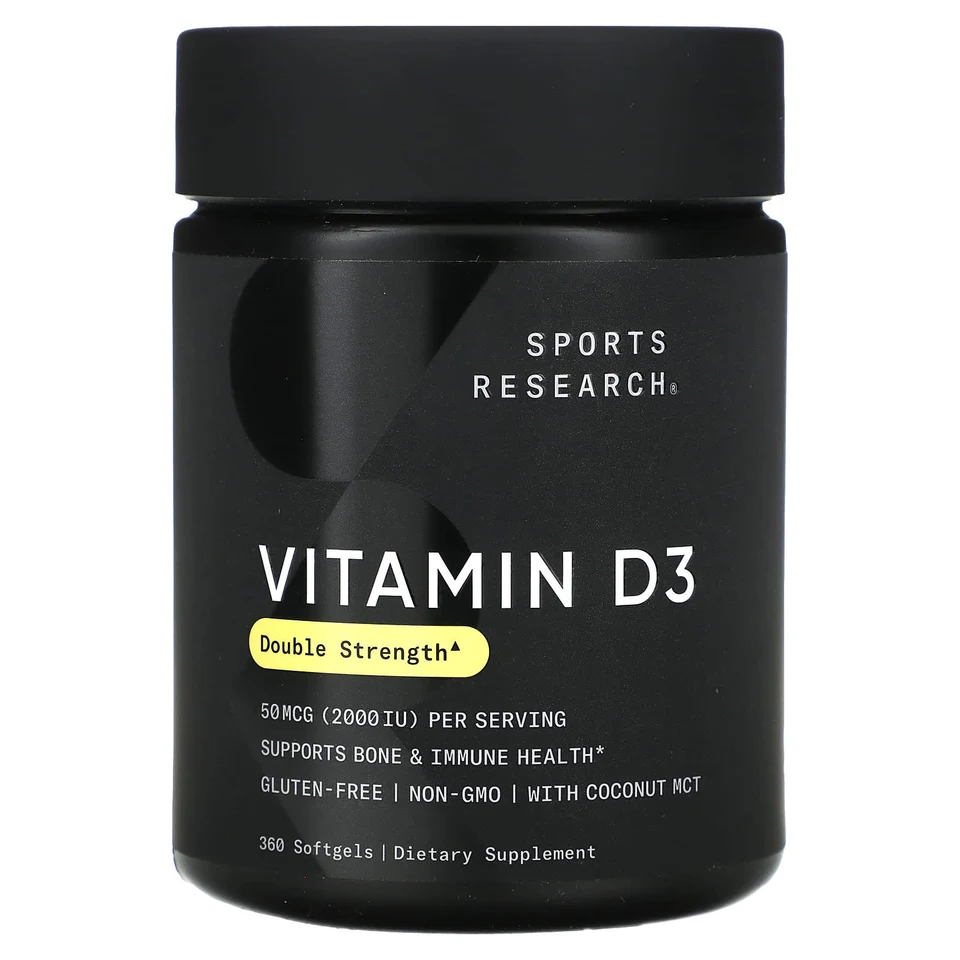 Витамин D3 Sports Research, 50 мкг (2000 МЕ), 360 мягких капсул
