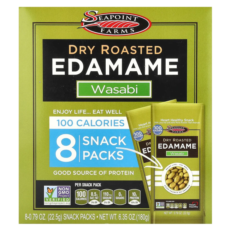 Снек Seapoint Farms Dry Roasted Edamame 8 Packs, Wasabi, 22.5 г