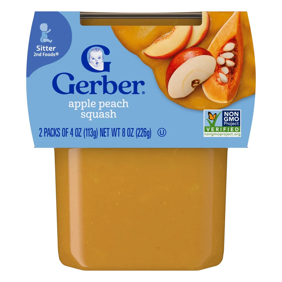 Пюре Gerber, Яблоко Персик Тыква, 2 упаковки по 113 г