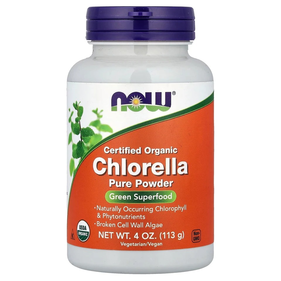 Хлорелла NOW Foods Certified Organic Pure Powder, 113 г, порошок