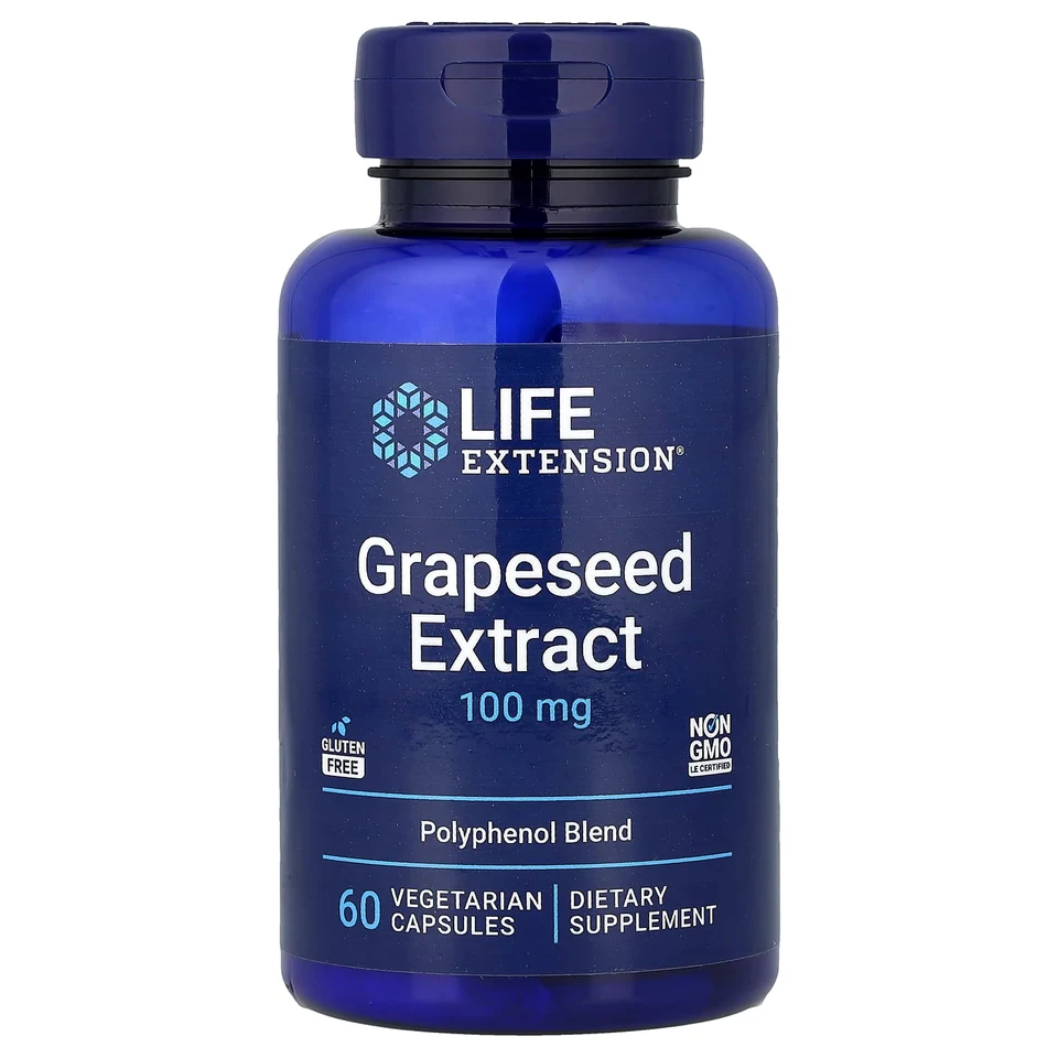Экстракт виноградных косточек Life Extension, 60 вегетарианских капсул
