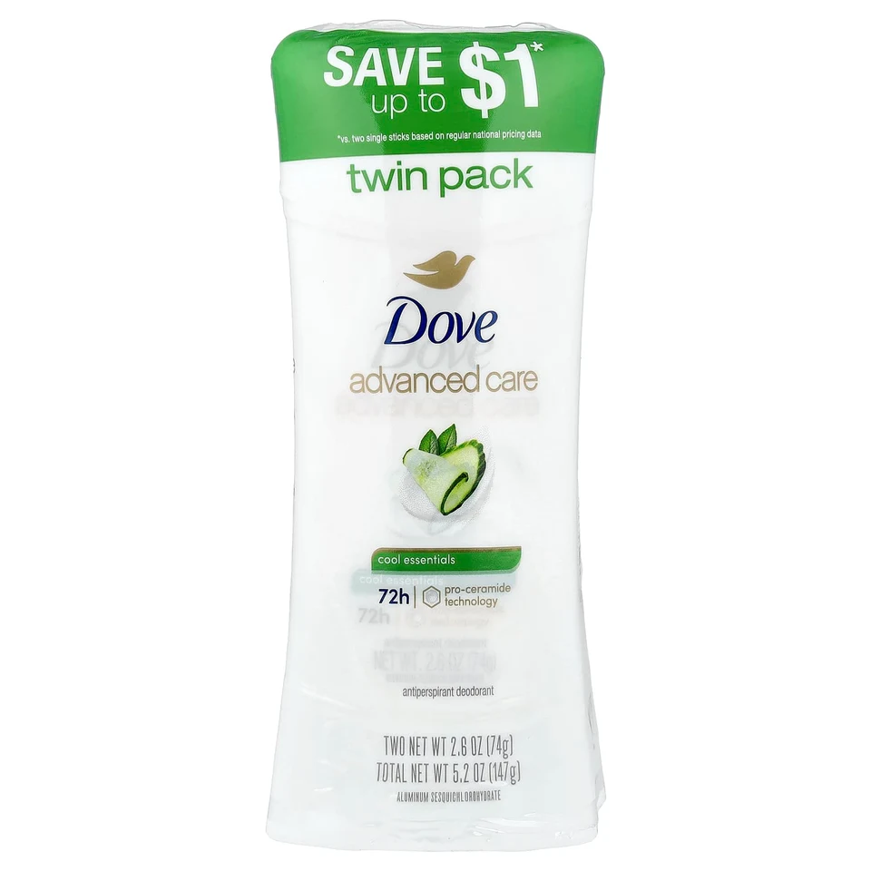 Антиперспирант Dove Advanced Care Deodorant Cool Essentials 2 Pack, 74 г