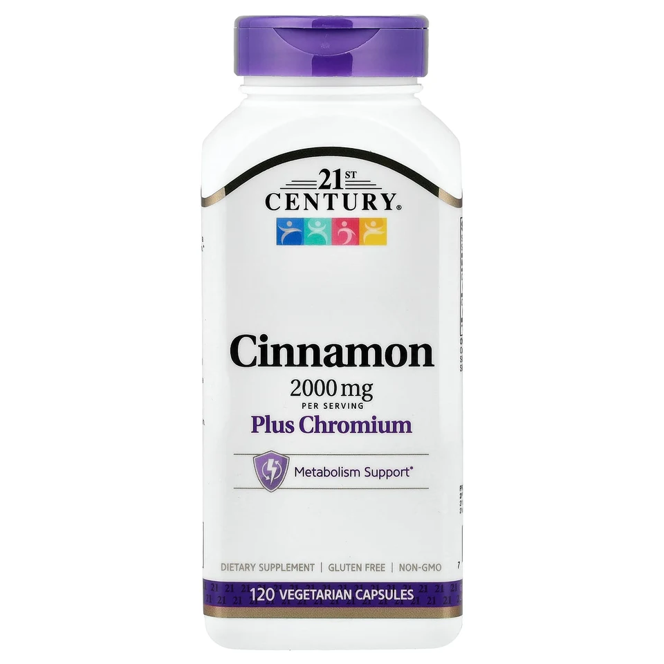 Хром 21st Century Cinnamon plus, 120 растительных капсул