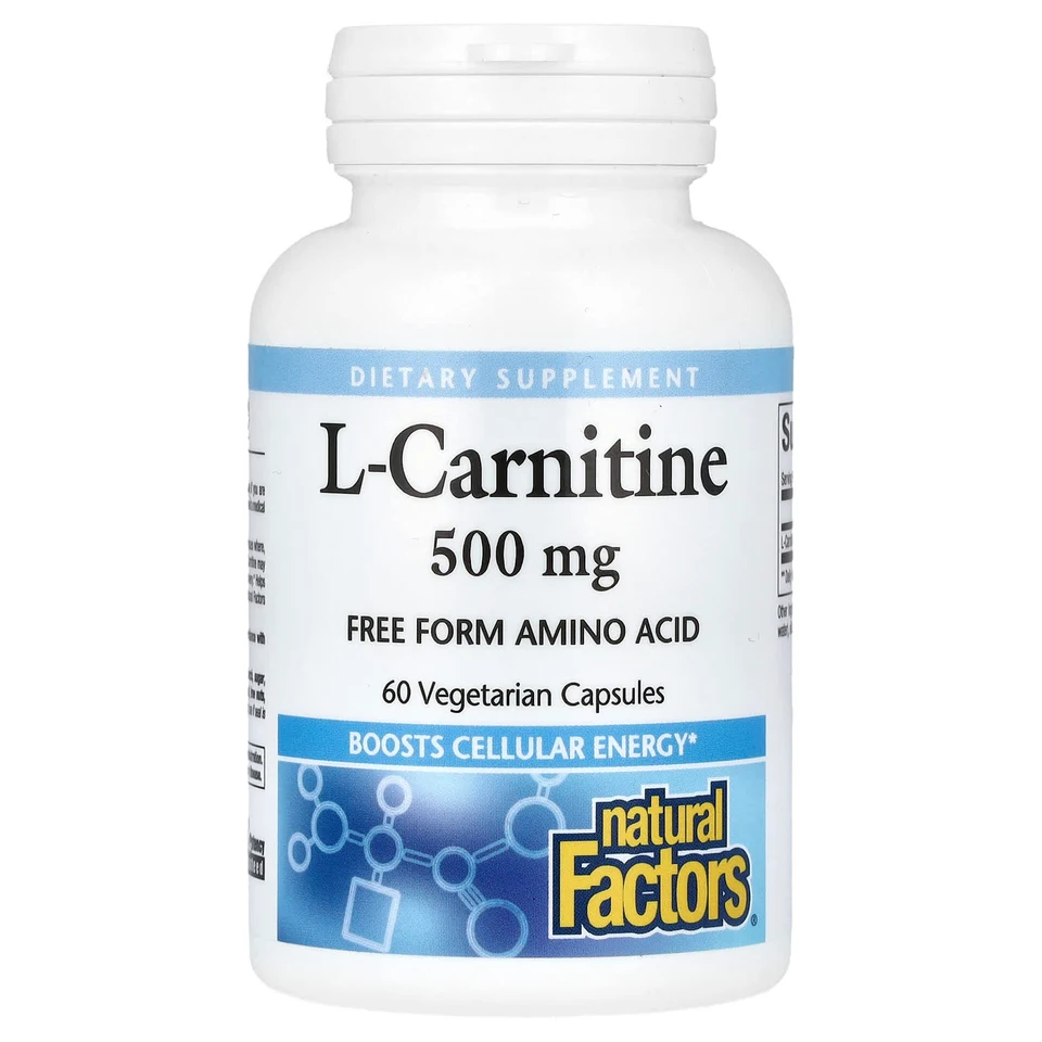 L-карнитин Natural Factors L-Carnitine, 500 мг, 60 растительных капсул