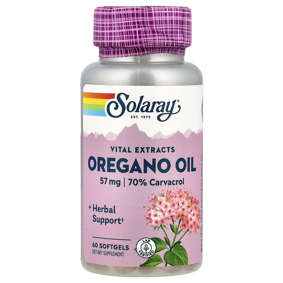 Орегано Solaray Vital Extracts Oil, 57 мг, 60 мягких капсул