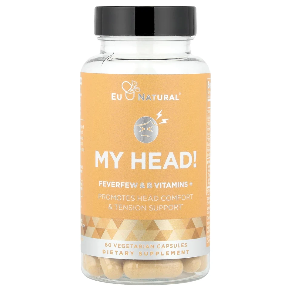 Витамины Eu Natural My Head! Feverfew & B, 60 растительных капсул
