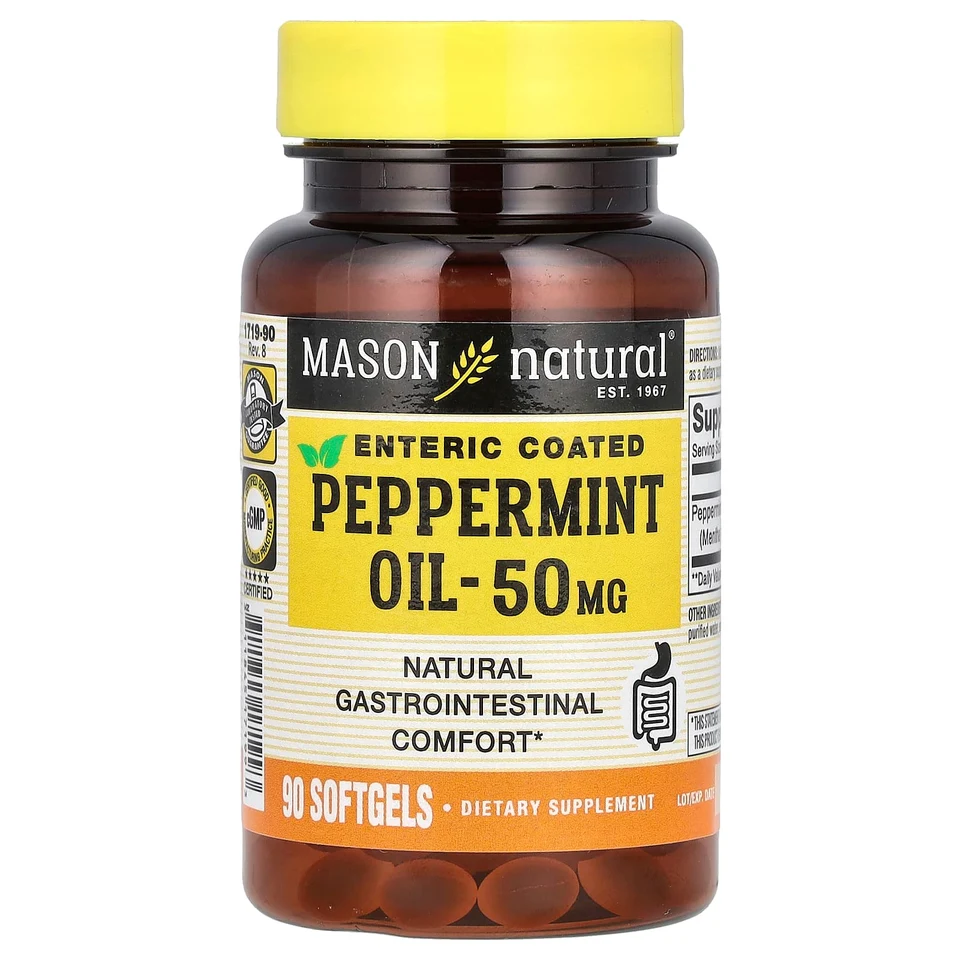 Масло мяты перечной Mason Natural, 50 мг, 90 мягких капсул