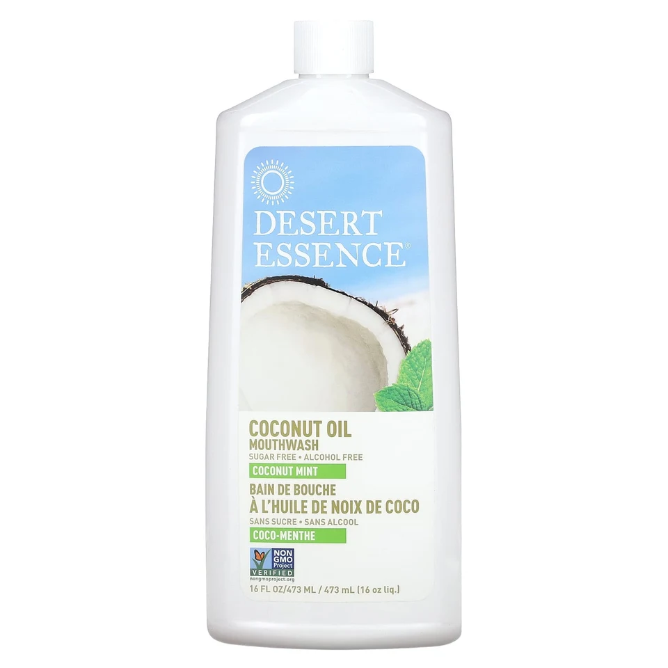 Кокосовое масло Desert Essence Mouthwash Coconut Mint, Coconut Oil Mouthwash, Coconut Mint, 473 мл