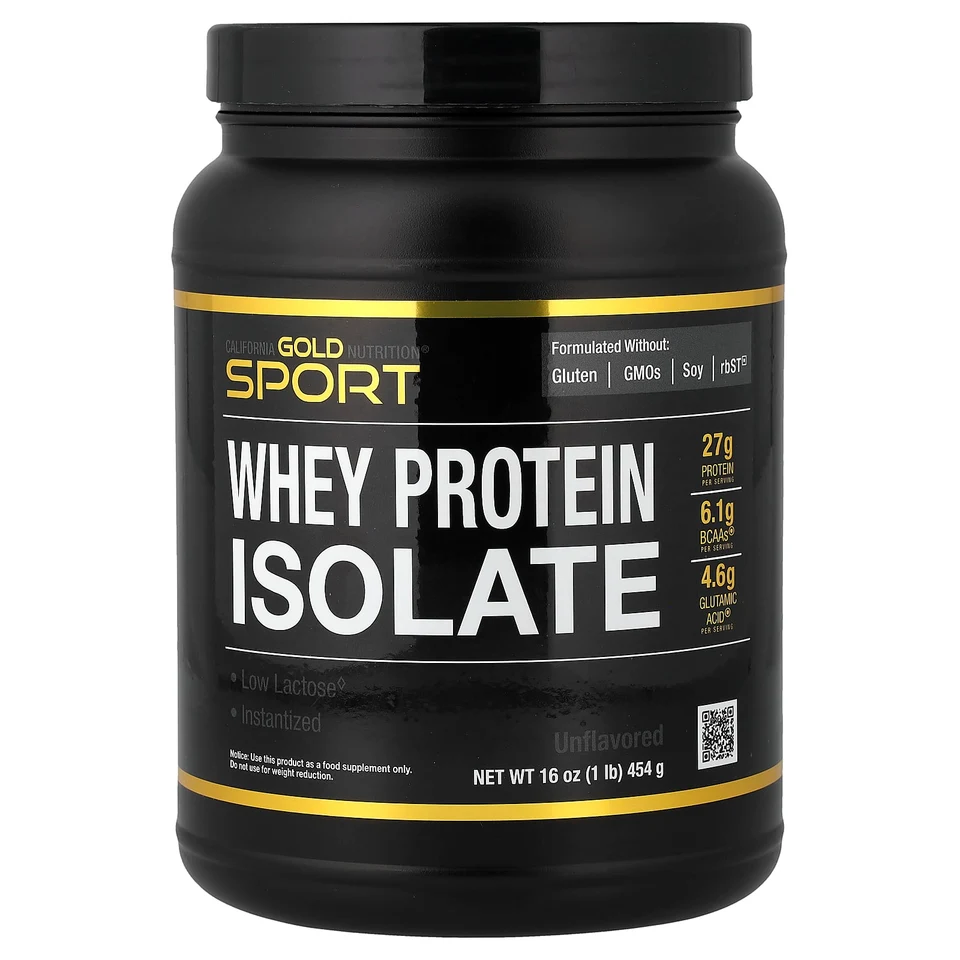 Сывороточный протеин California Gold Nutrition Sport Isolate, без вкуса, 454 г