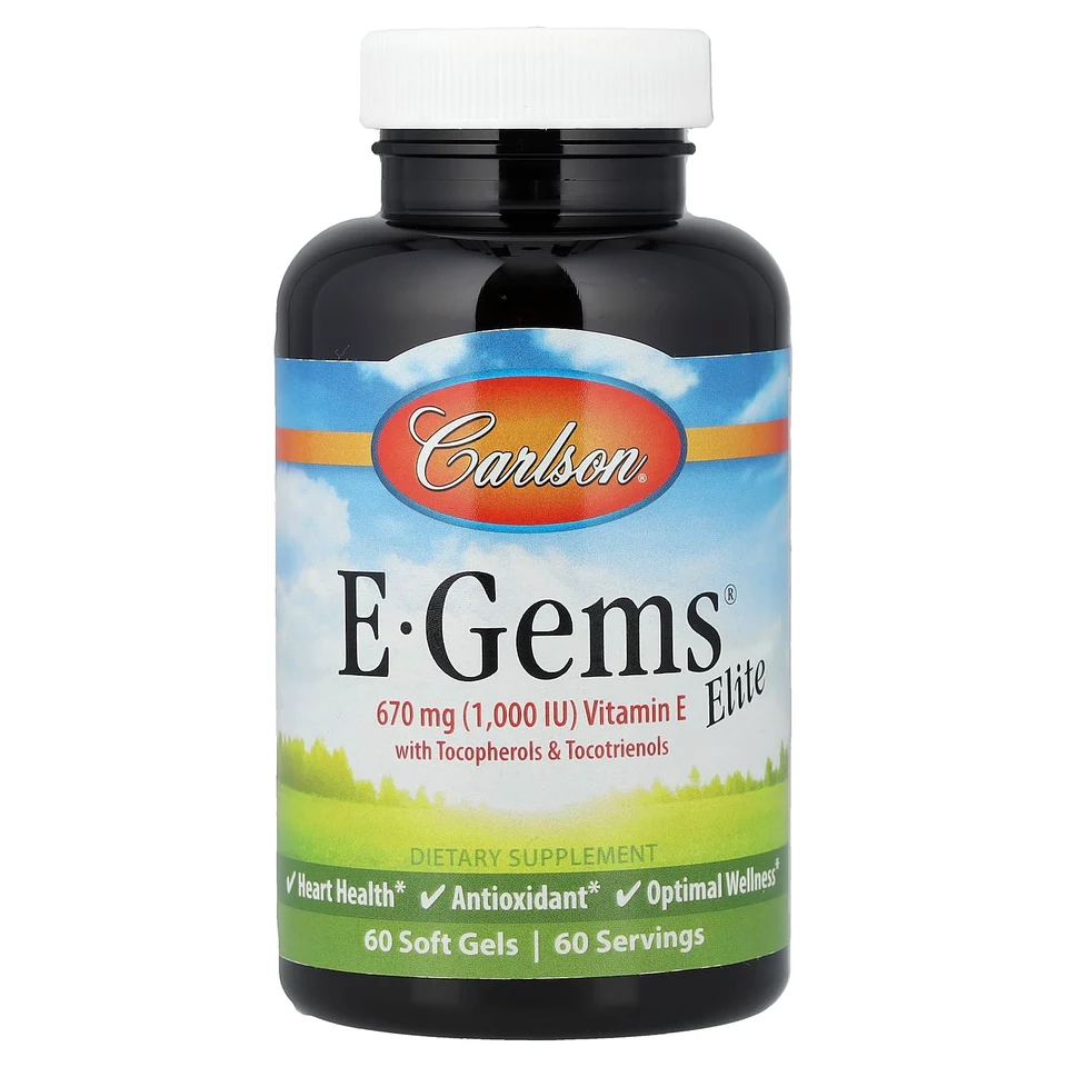 Витамин E Carlson E-Gems® Elite with Tocopherols & Tocotrienols, 60 мягких капсул