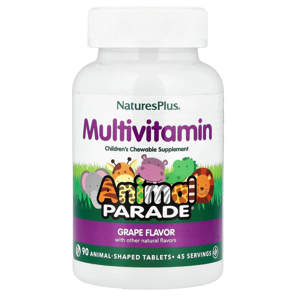 Детские жевательные мультивитамины NaturesPlus Animal Parade®, вкус «виноград», 90 жевательных таблеток в форме животных
