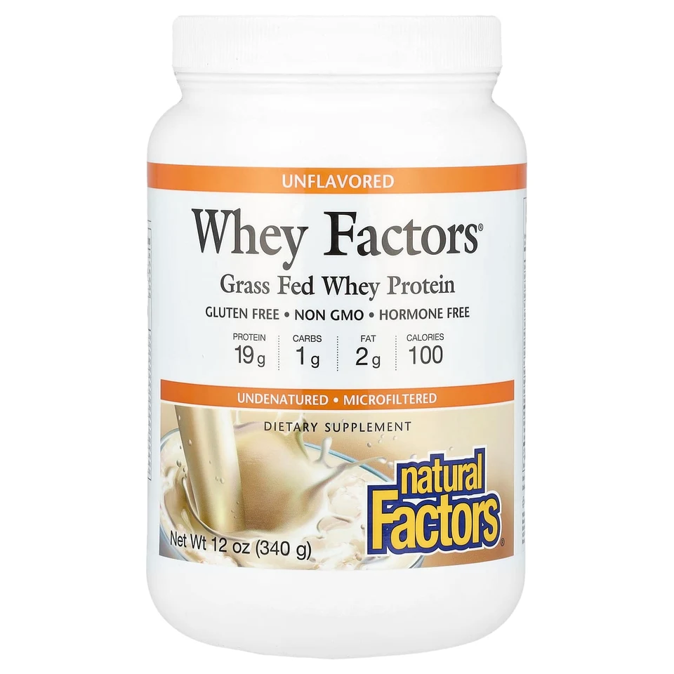 Сывороточный протеин Natural Factors Whey Factors Grass Fed, без вкуса, 340 г