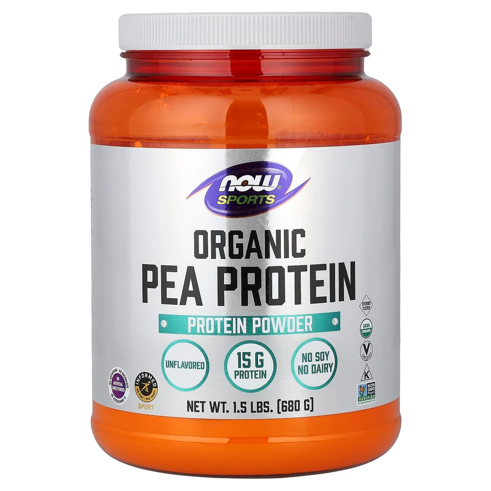 Протеиновый порошок NOW Foods Sports Organic Pea, без вкусовых добавок, 680 г