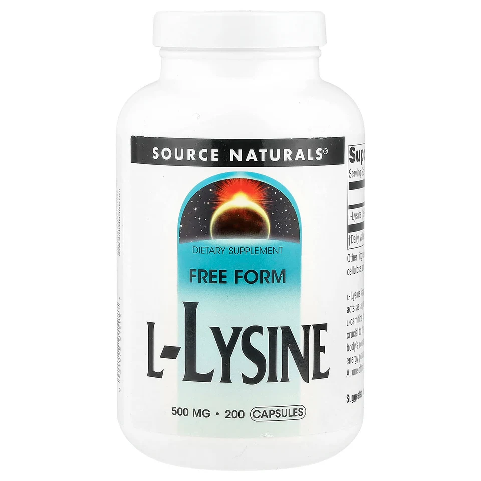 L-лизин Source Naturals L-Lysine, 500 мг, 200 капсул