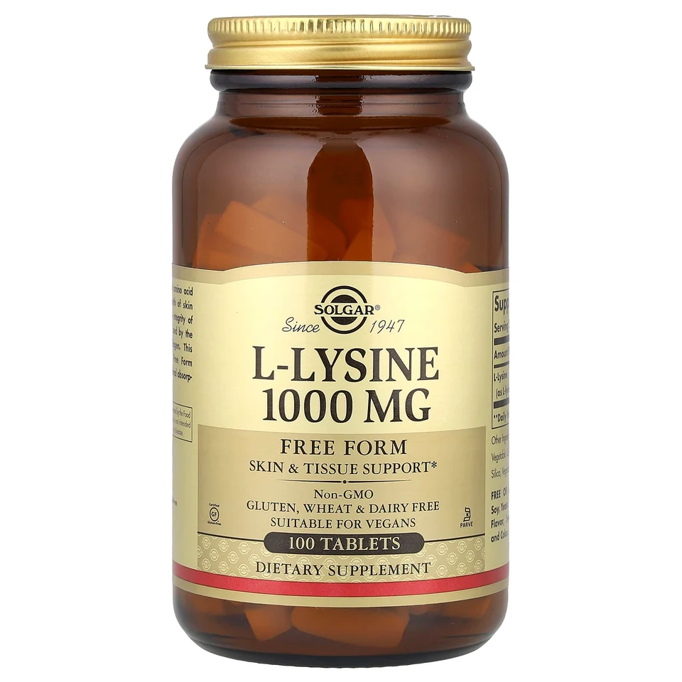 L-лизин Solgar L-Lysine Free Form, 1000 мг, 100 таблеток