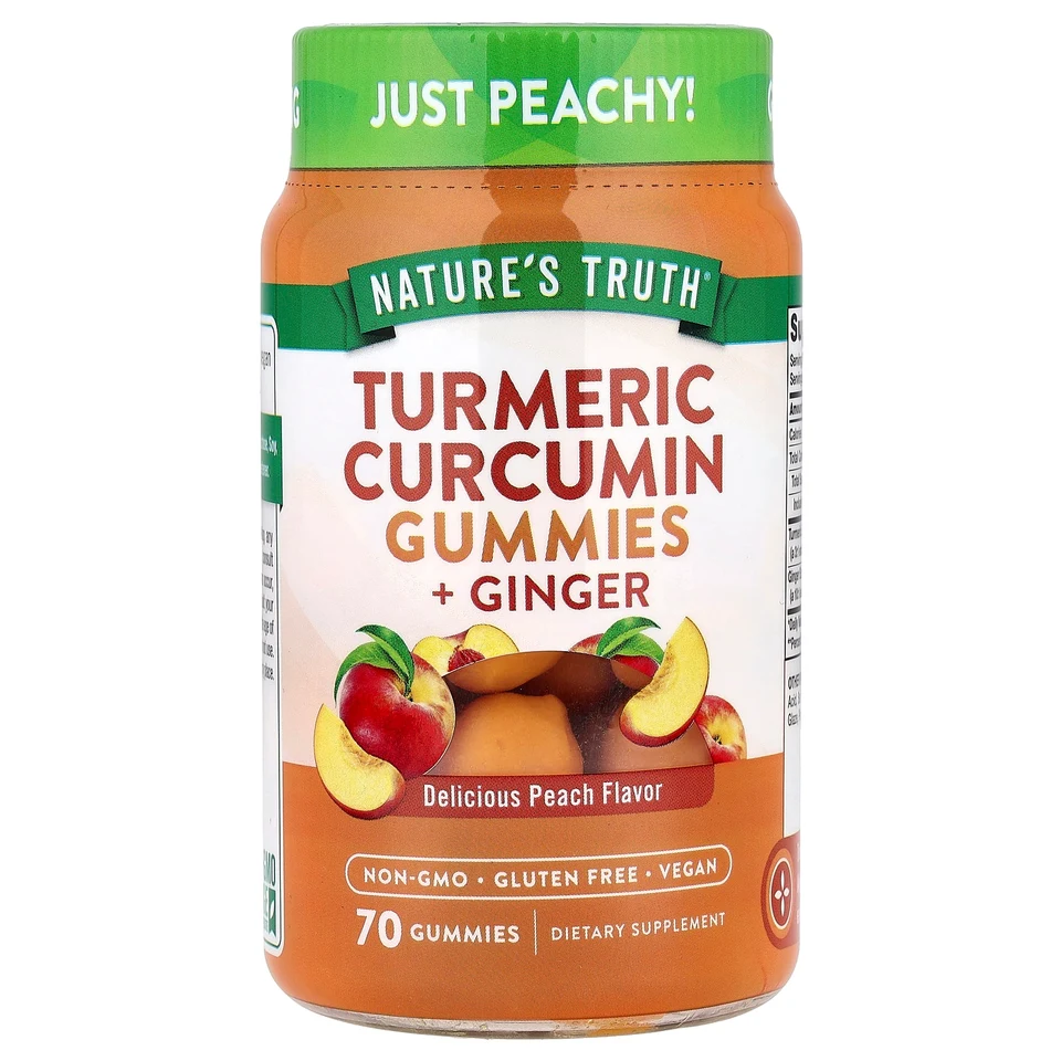 Куркумин Nature's Truth Turmeric Ginger Gummies, Delicious Peach, 70 жевательных пастилок