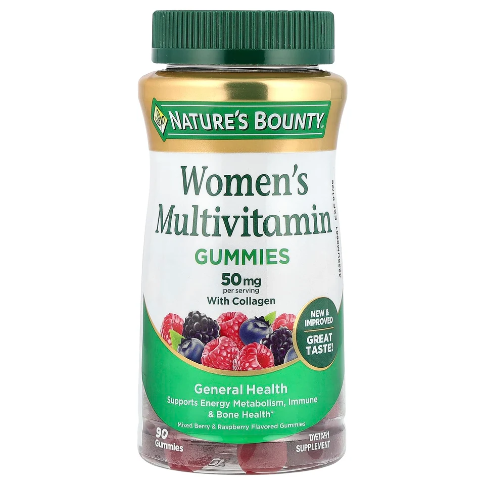 Мультивитамины Nature's Bounty Women's Gummies, Mixed Berry & Raspberry, 90 жевательных пастилок