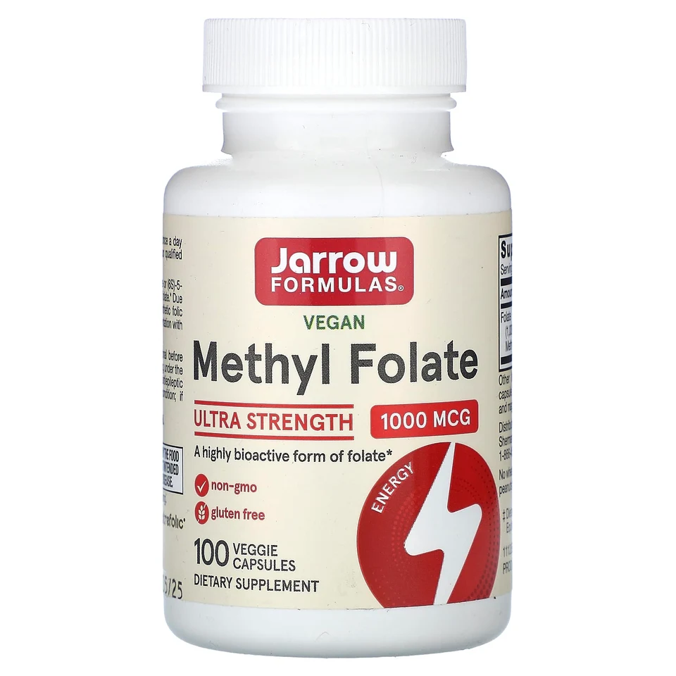 Фолат Jarrow Formulas Methyl Ultra Strength, 1000 мкг, 100 растительных капсул