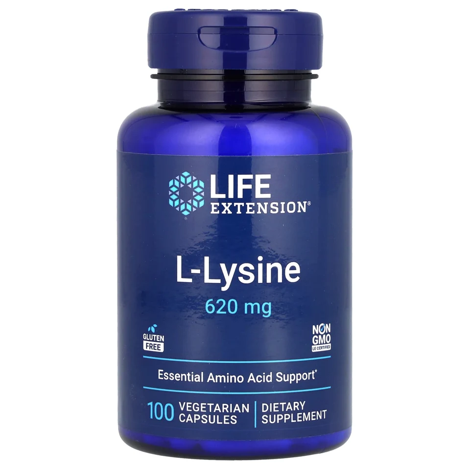 L-лизин Life Extension L-Lysine, 620 мг, 100 растительных капсул