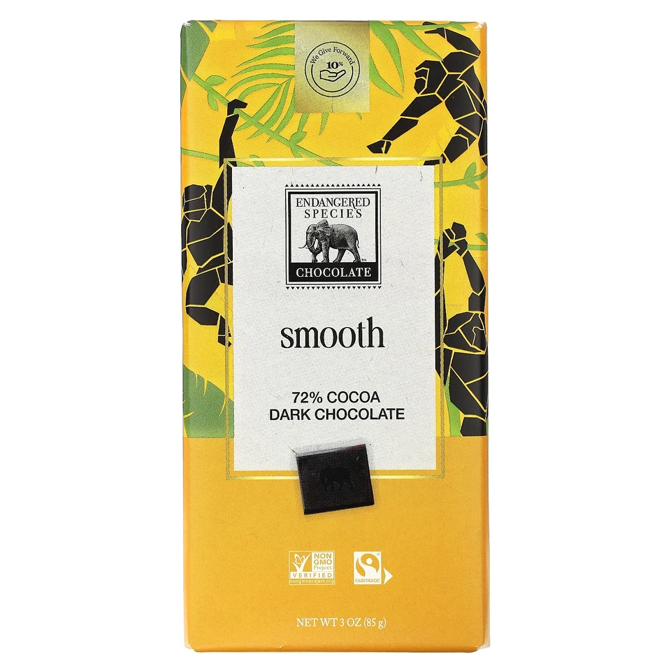 Темный шоколад Endangered Species Chocolate Smooth 72% Cocoa, 85 г
