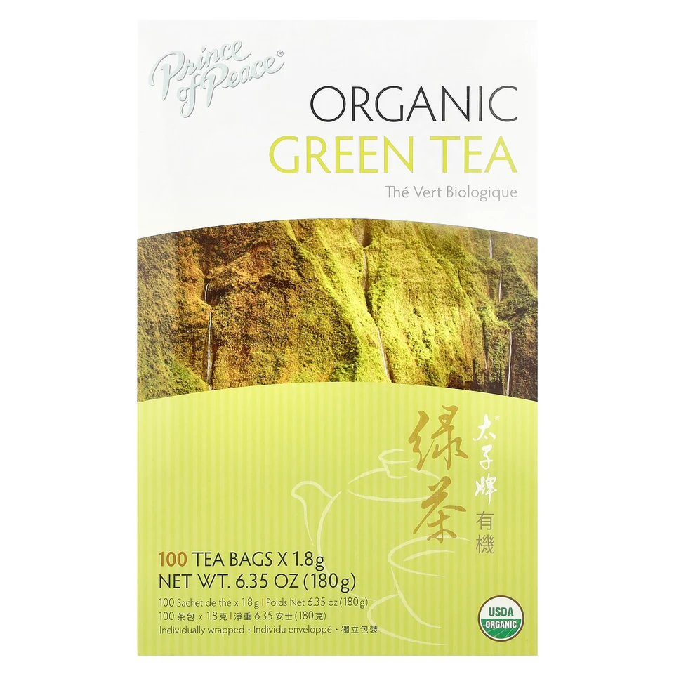 Зеленый чай Prince of Peace Organic 100 Tea Bags, 180 г, чайные пакетики