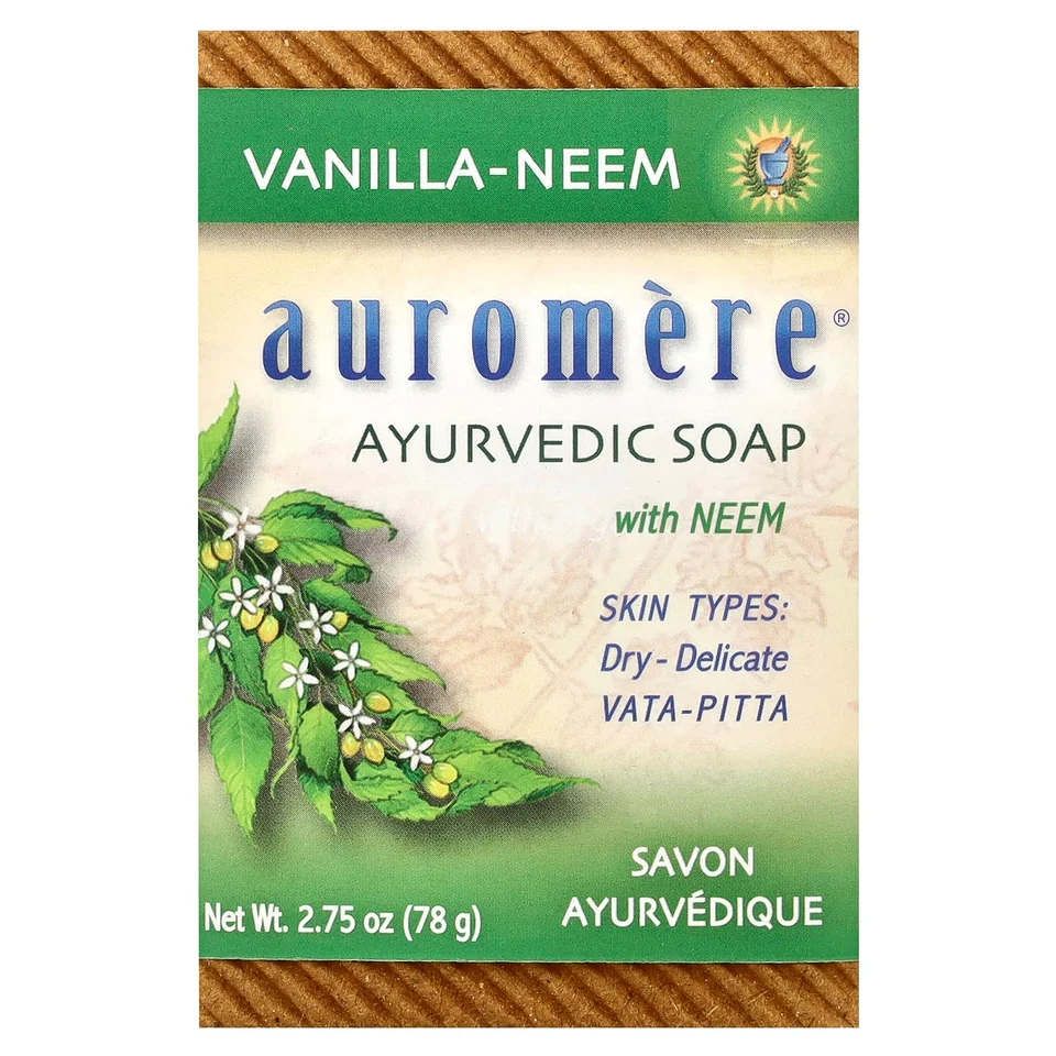 Мыло Auromere Ayurvedic Soap with Neem Vanilla-Neem, 78 г, батончик