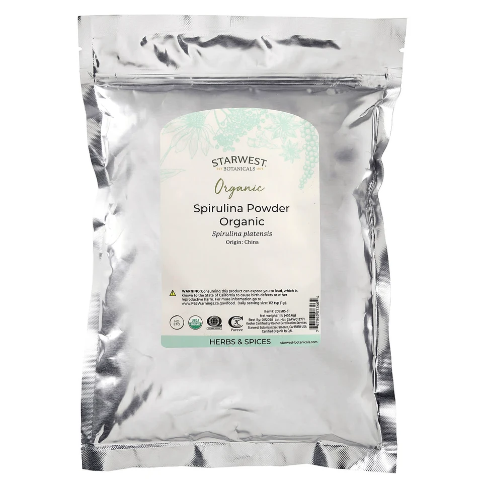 Спирулина Starwest Botanicals Organic Powder, 453.6 г, порошок