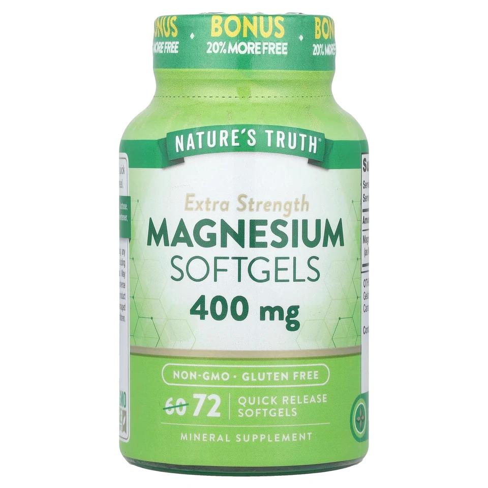 Магний Nature's Truth 72 Quick Release, 400 мг, мягкие капсулы