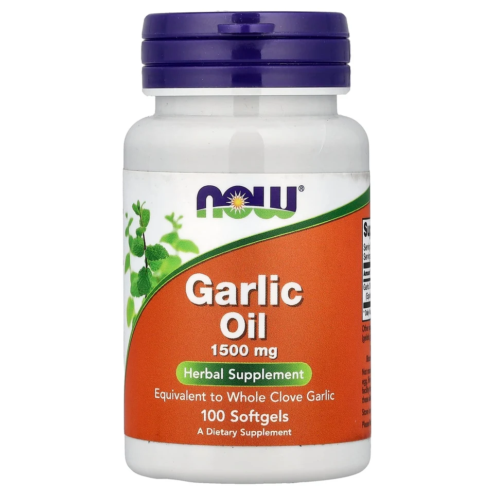 Масло NOW Foods Garlic, 1500 мг, 100 мягких капсул