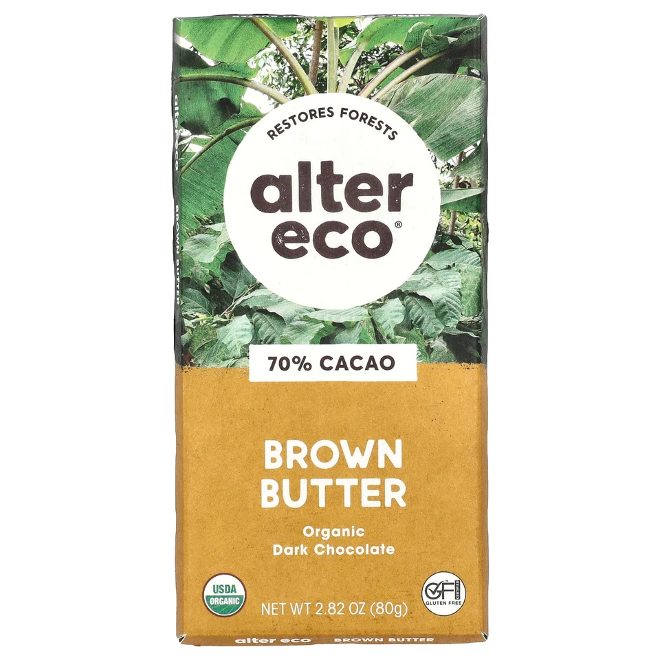 Темный шоколад Alter Eco Organic Brown Butter 70% Cacao, 80 г