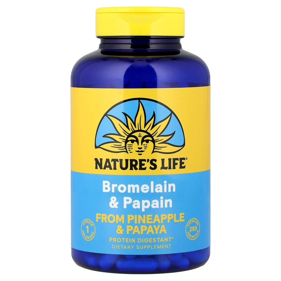 Бромелайн Nature's Life & Papain, 250 капсул