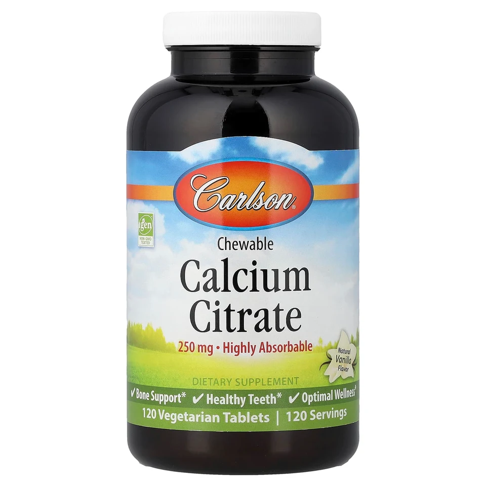 Цитрат кальция Carlson Chewable, Natural Vanilla, 250 мг, 120 растительных таблеток