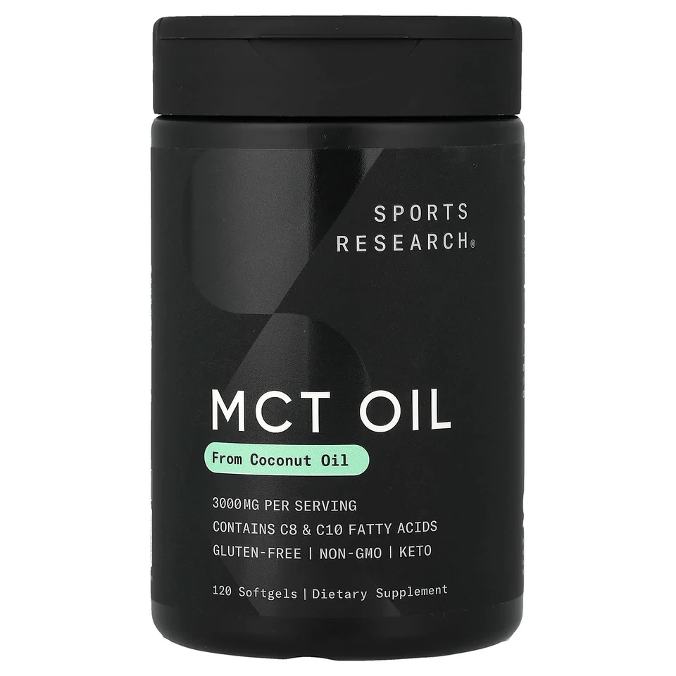 Масло Sports Research MCT, 1000 мг, 120 мягких капсул