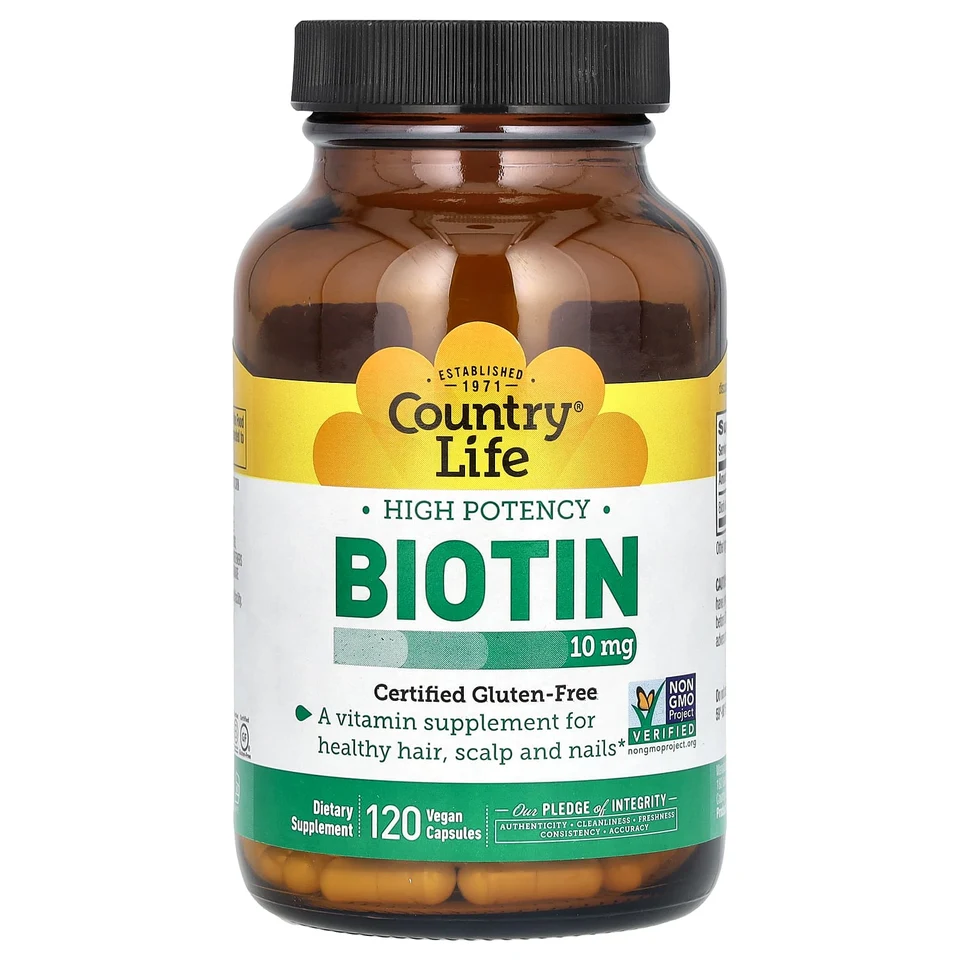 Биотин Country Life High Potency, 10 мг, 120 растительных капсул