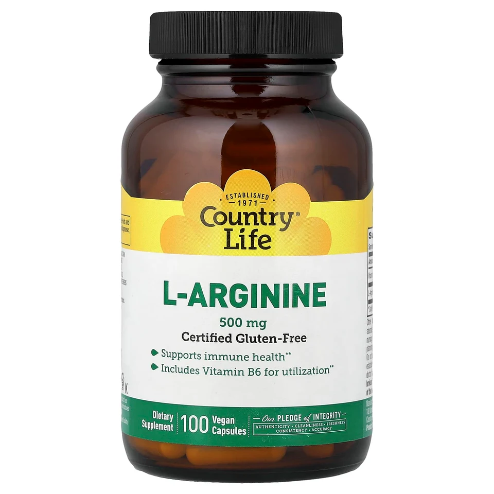 L-аргинин Country Life L-Arginine, 100 растительных капсул